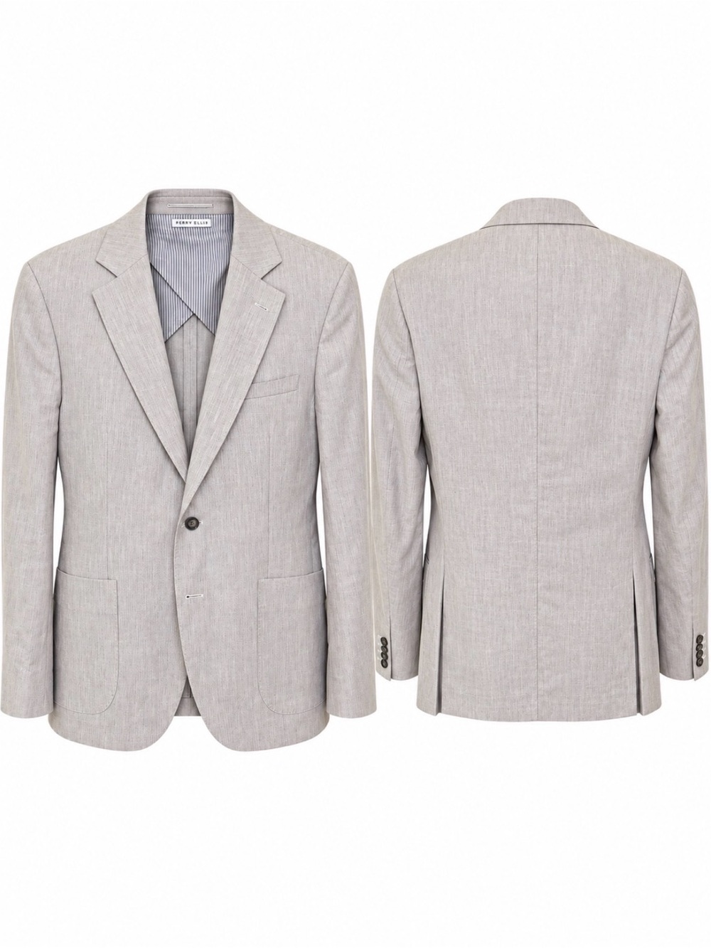 REISS Well Light Grey Cotton Linen Suit